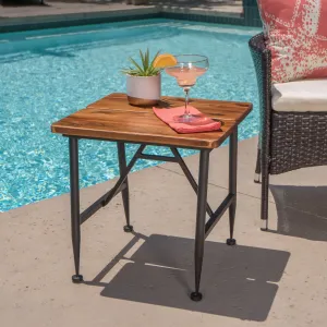 OCALA INDUCTRIAL WOOD   METAL END TABLE